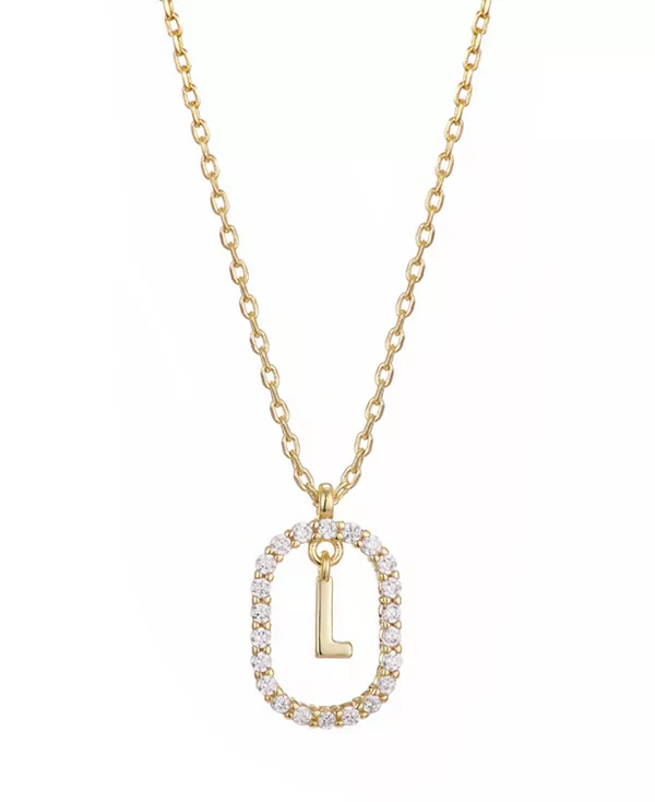 

Ожерелье с плавающей буквой из позолоченного кубического циркония Adornia, gold-l