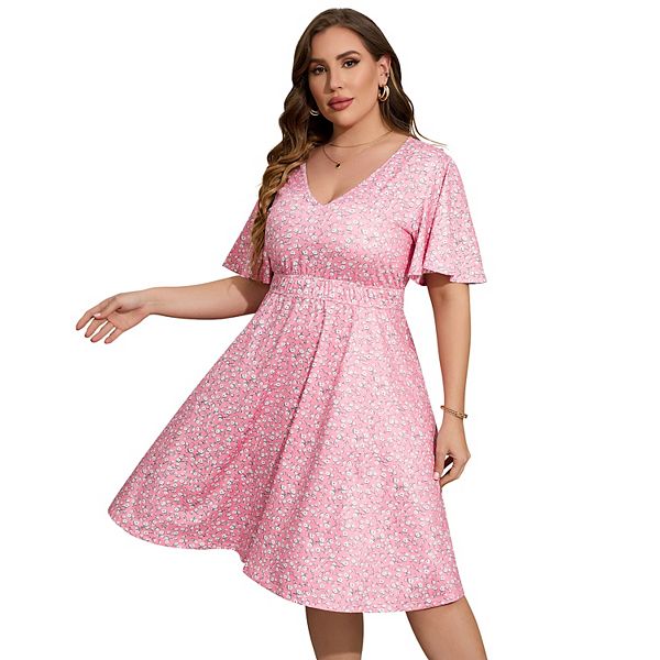 

Платье женское plus size с коротким рукавом и принтом Seoria, Pink