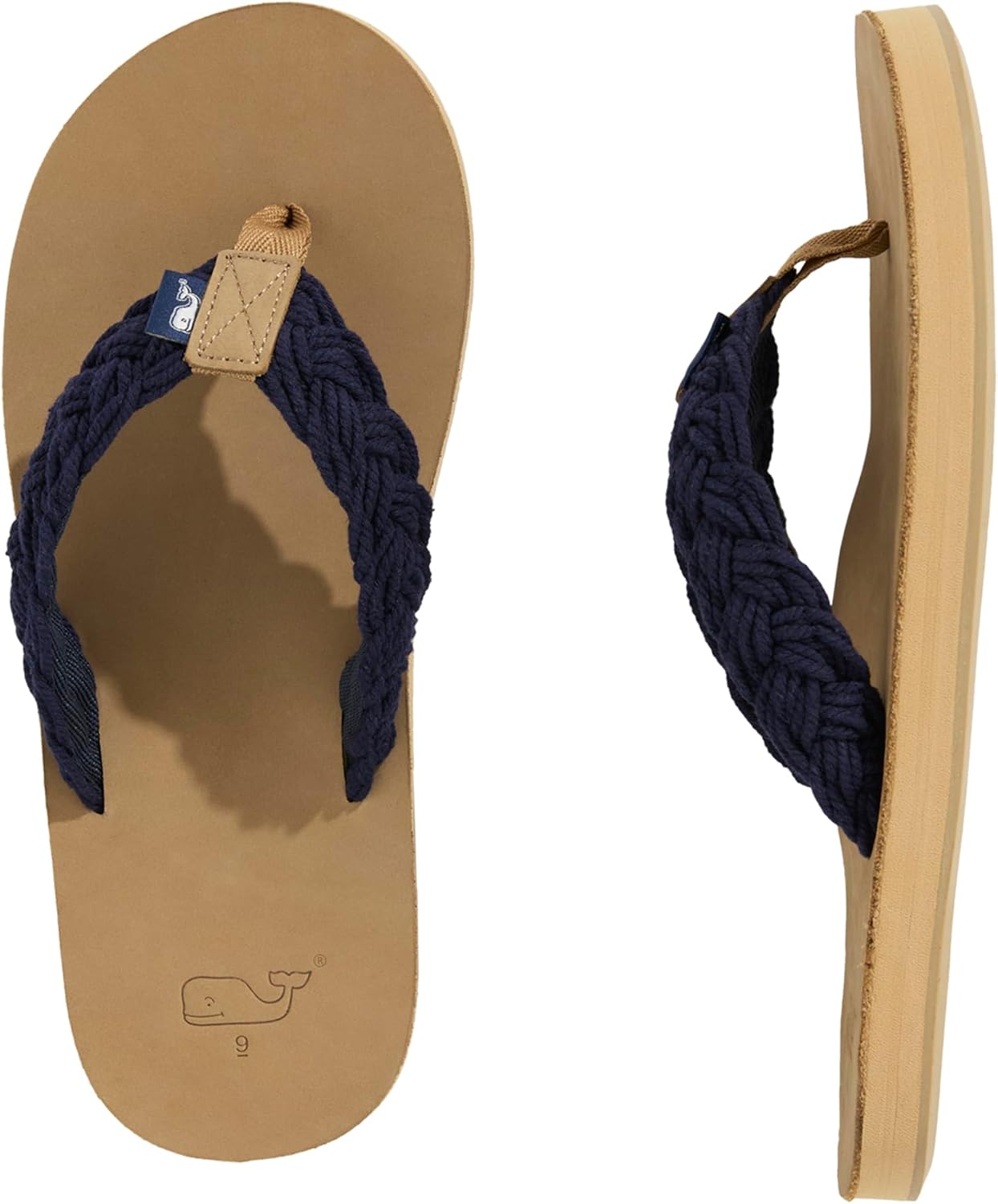 

Мужские шлепанцы Vineyard Vines с плетеным шнуром и кожей, Nautical Navy