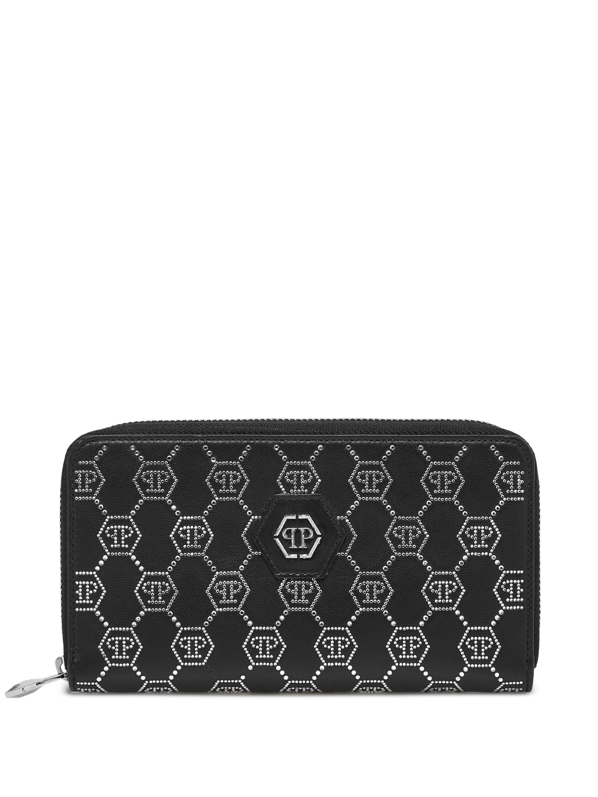 

Кошелек на молнии с монограммой и заклепками Philipp Plein, черный