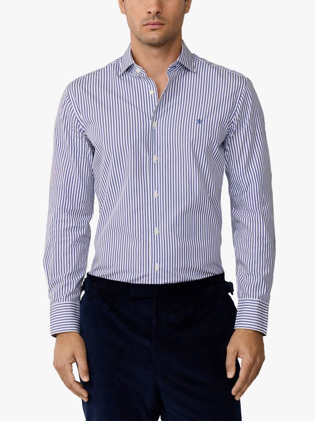 

Хлопковая рубашка в бенгальскую полоску с воротником Kent Hackett London, Blue Print