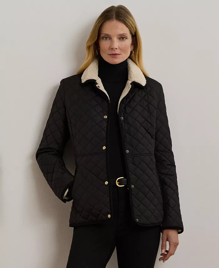 

Женское стеганое пальто с воротником из искусственной шерпы, размеры P/XS–XXL Lauren Ralph Lauren, черный
