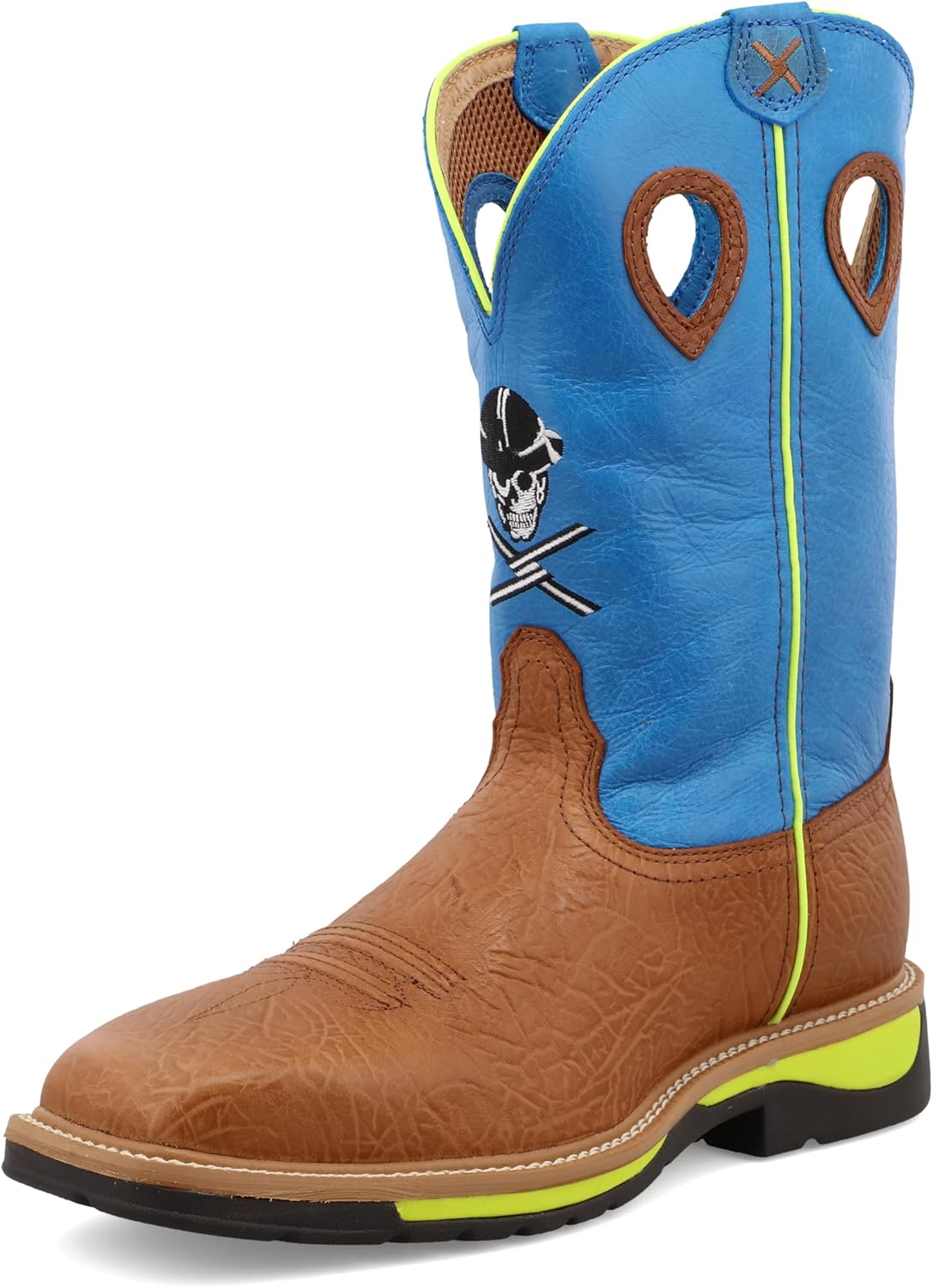 

Мужские ковбойские ботинки Twisted X Lite цвета коньячной глазури с фактурой гальки и лайма, синий/коричневый