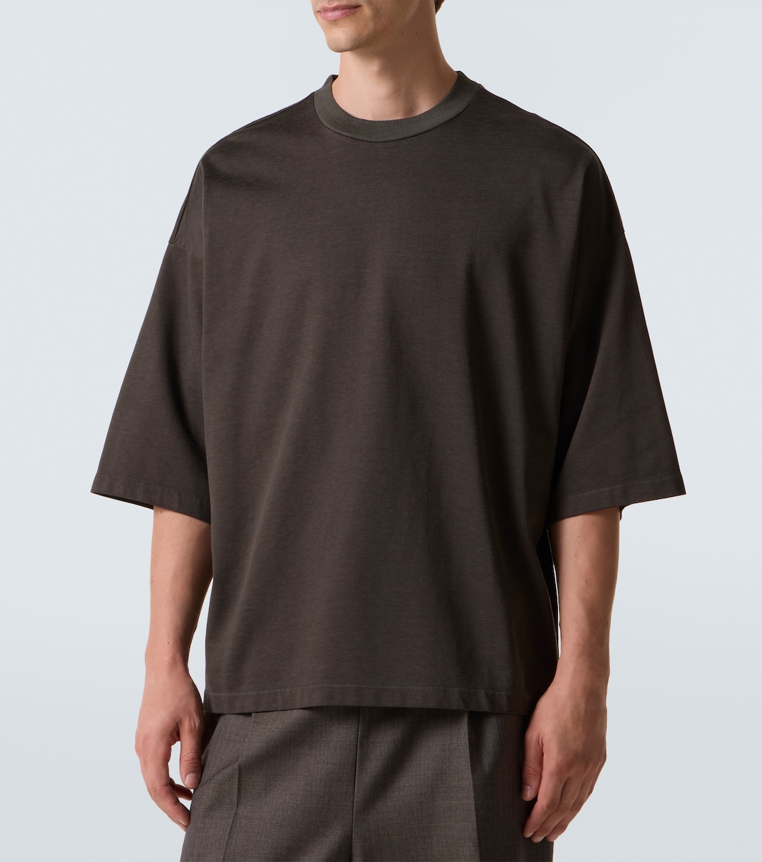 Футболка свободного кроя из смесовой хлопковой ткани Fear of God, Off Black — фото 3