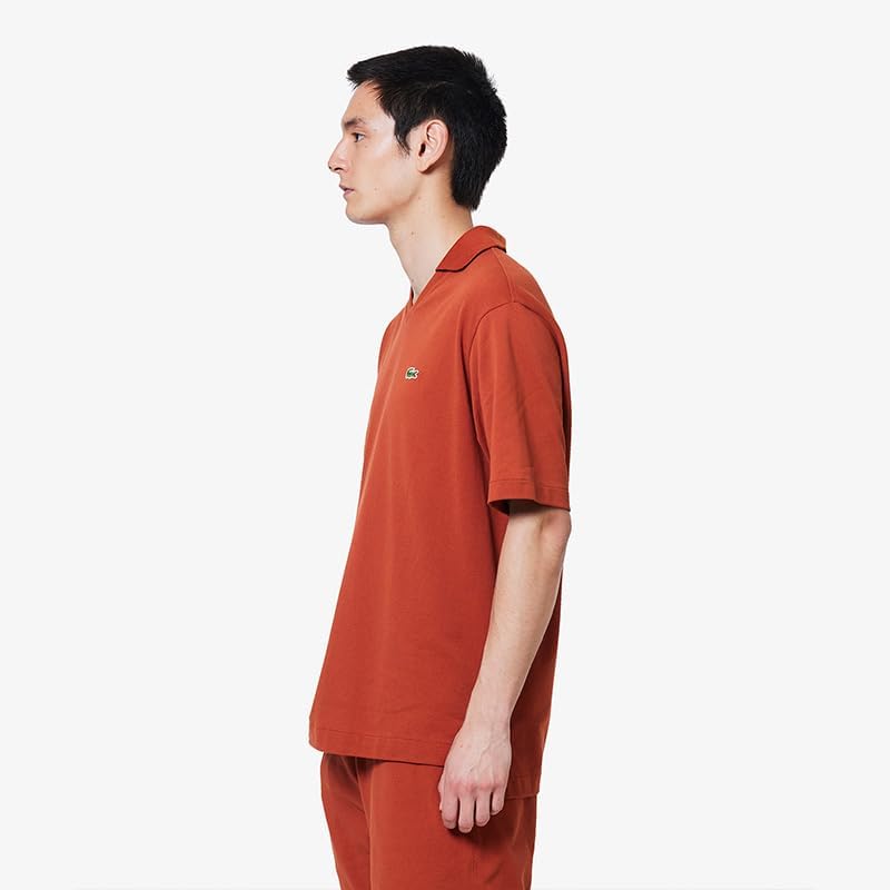 Рубашка-поло Lacoste L.12.12 Arrange Skipper, мужская, с воротником-стойкой, кирпичная — фото 4