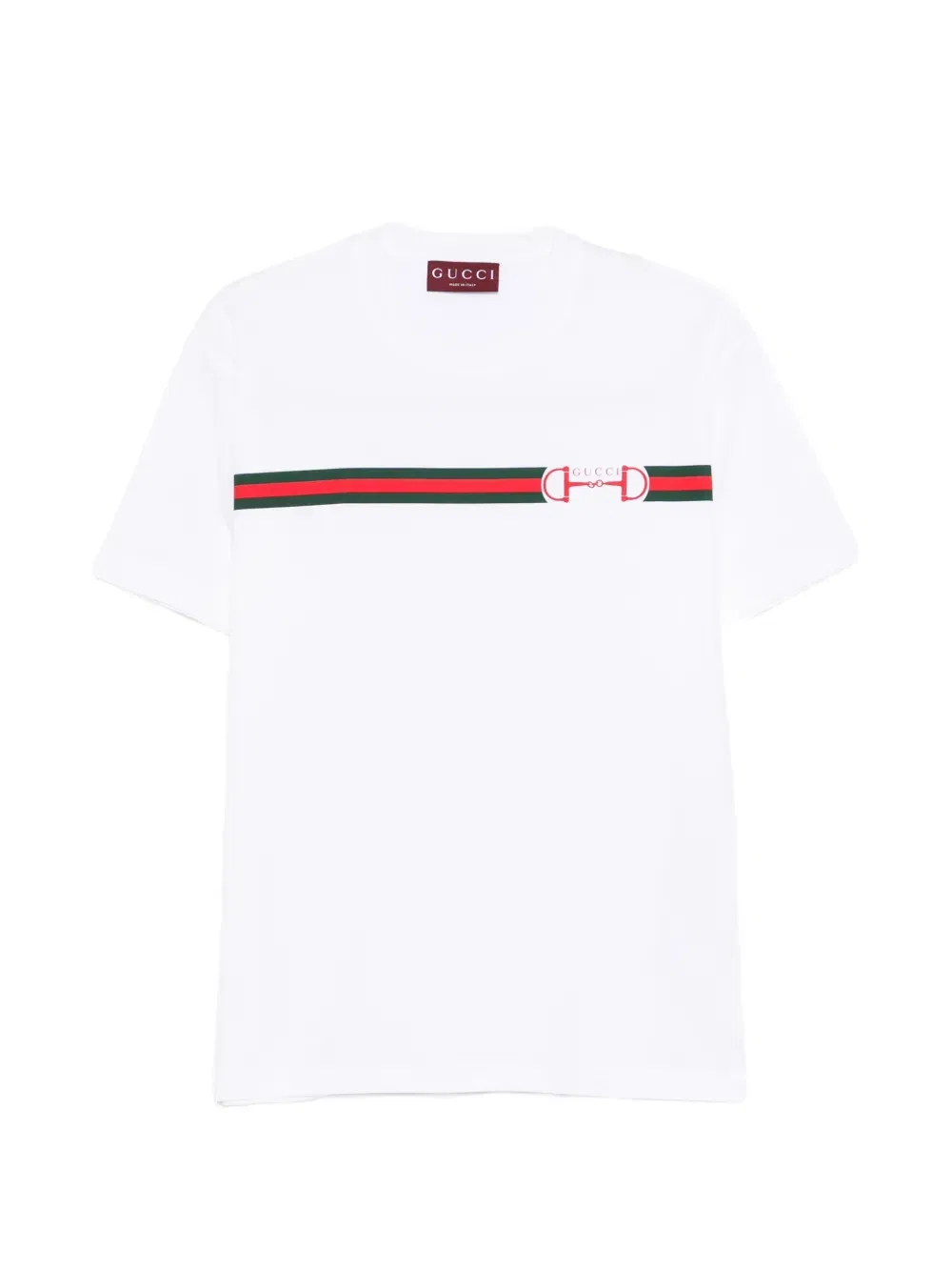 Футболка Gucci с полосатым логотипом, классический крой, белый