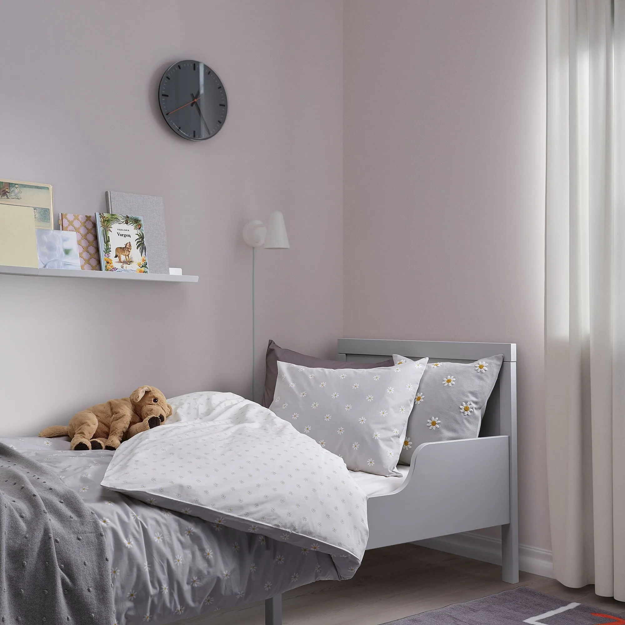 Комплект детского постельного белья Ikea Nattslanda, 2 предмета, 150х200/50х60 см, серый/белый — фото 4