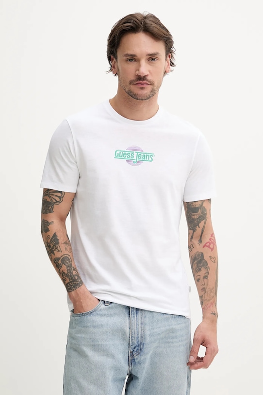 

Хлопковая футболка Guess Jeans, белый