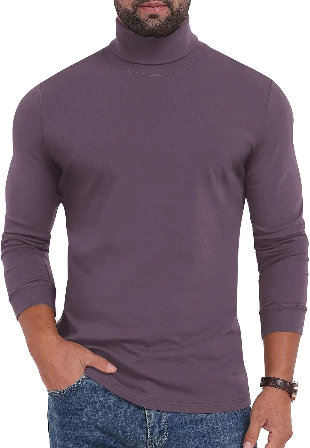 Мужская водолазка, облегающая, дышащая, Generic, 2-purple — фото 4