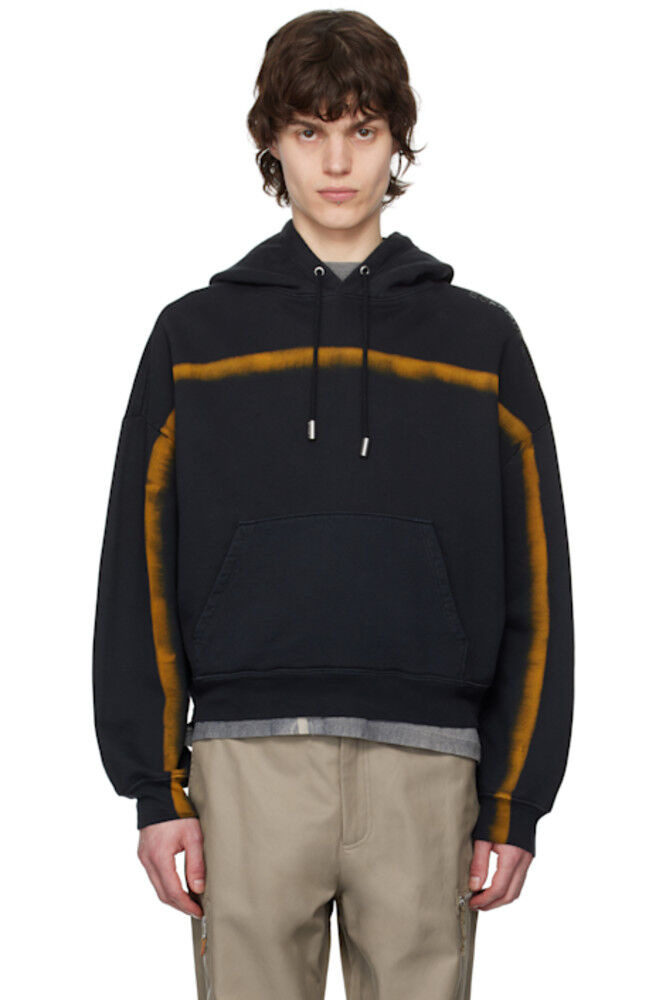 

Черная толстовка с капюшоном с напылением Eckhaus Latta