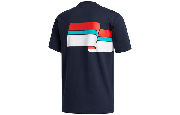 Футболка originals ripple tee colorblock printing sports short sleeve navy blue Adidas, синий — фото 2