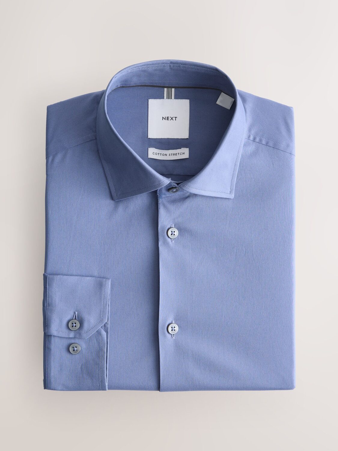 Next Рубашка Slim fit в пыльно-голубом цвете — фото 4