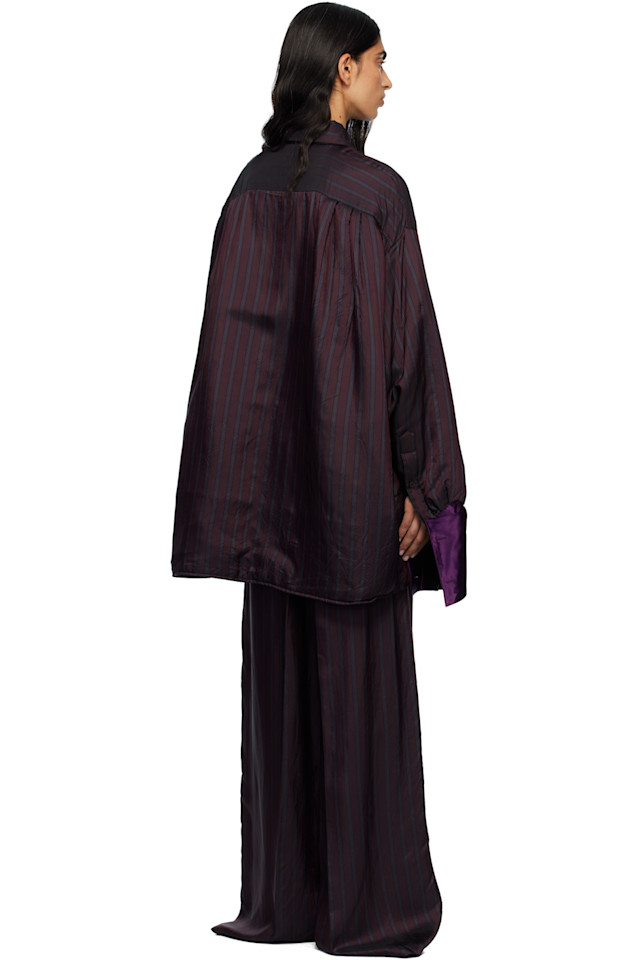Свободная полосатая рубашка Dries Van Noten, Burgundy — фото 3