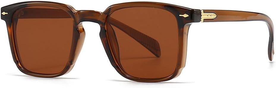 

Серые коричневые квадратные солнцезащитные очки для мужчин с защитой от УФ-излучения UV400, классические солнцезащитные очки для вождения для женщин, оправа из поликарбоната WNCKSQ, Brown