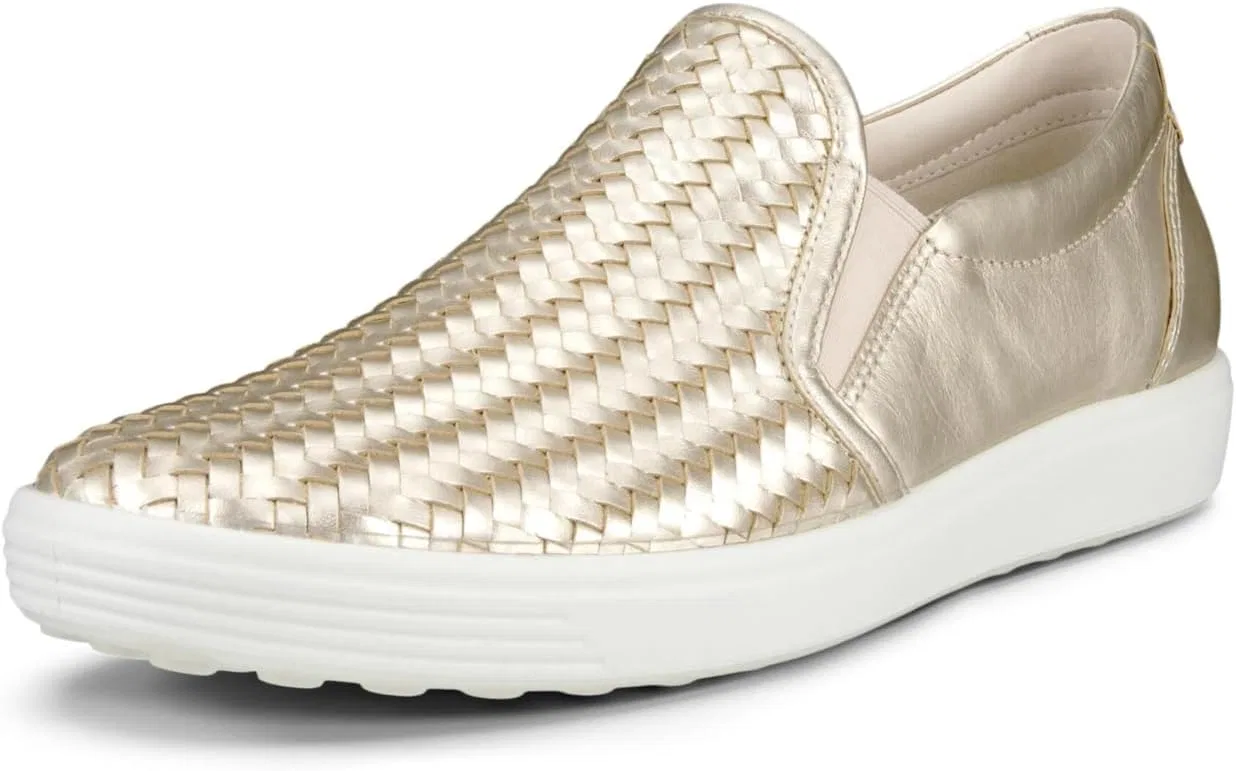 ECCO Женские мягкие 7 плетеные слипоны 2.0, Pure White Gold