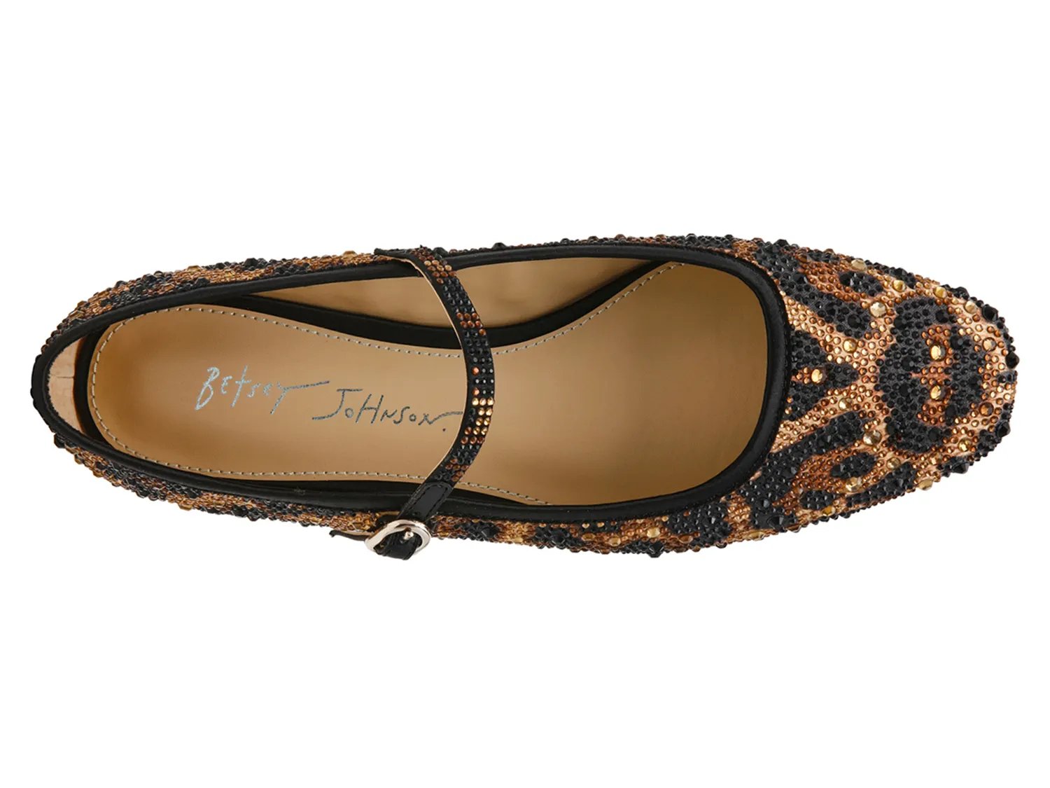 Балетки Betsey Johnson Lorel Mary Jane Flat, Tan/Black Leopard Print — фото 2
