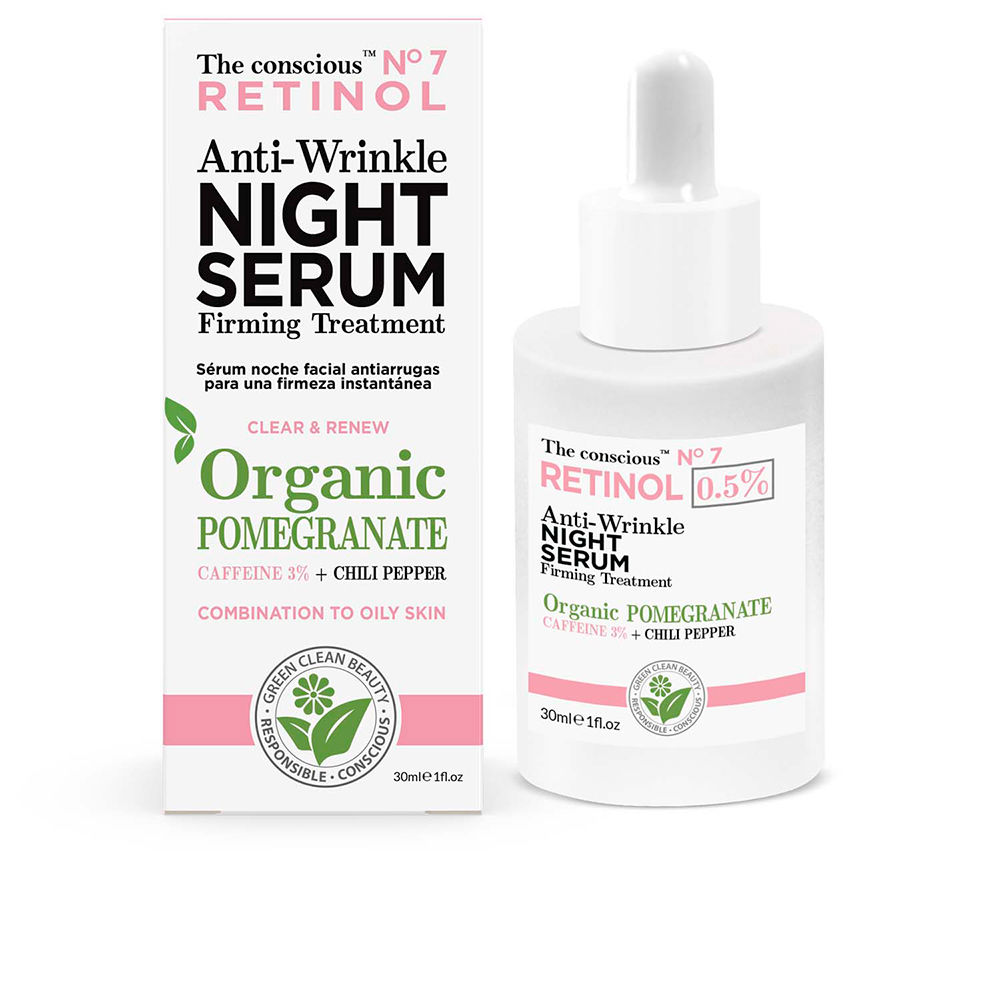 

Увлажняющая сыворотка для ухода за лицом Retinol anti-wrinkle night serum organic pomegranate The conscious™, 30 мл