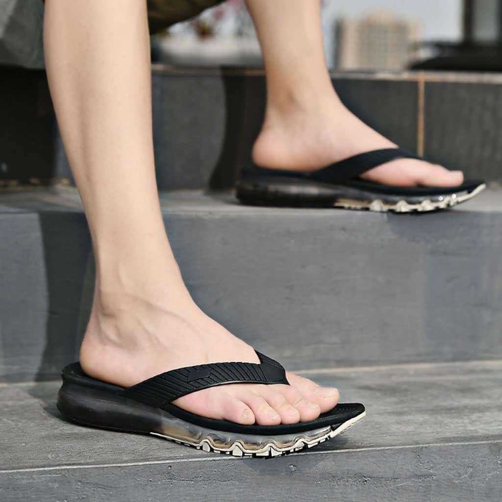 Мужские спортивные шлепанцы, сандалии, легкие, удобные, для прогулок на открытом воздухе, летние пляжные туфли, противоскользящие, массажные, для бассейна, спортзала и дома, защита для ног (Цвет: черный, размер: EUR45) Hsqma — фото 4