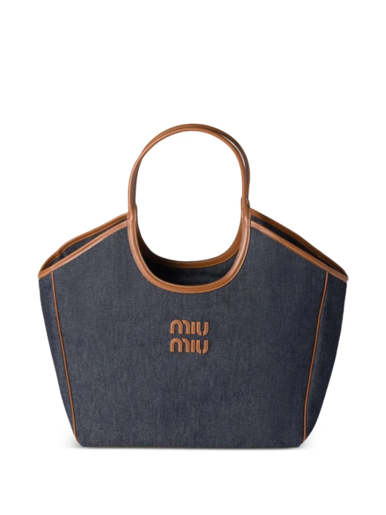 

Сумка через плечо Miu Miu Ivy из денима с кожаной отделкой, синий