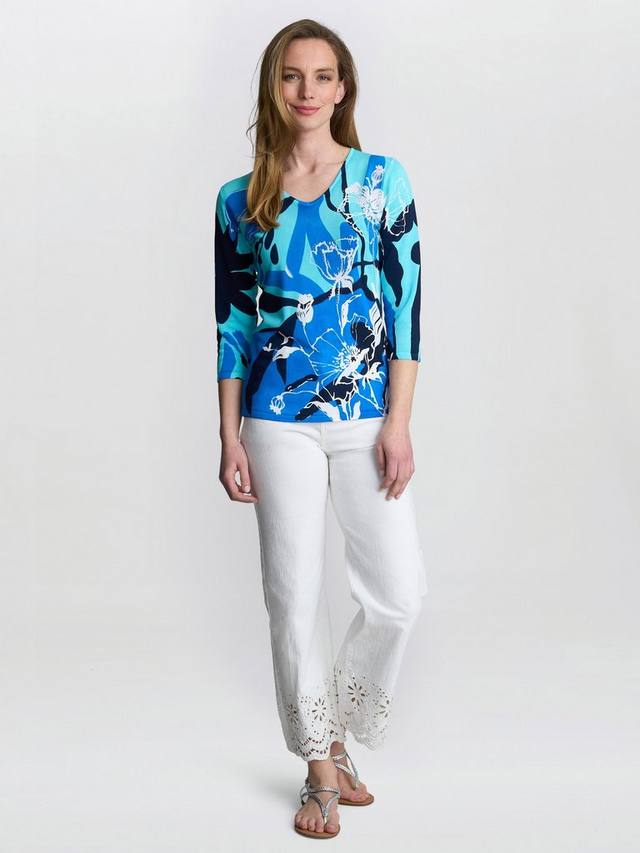 

Топ Atlanta с v-образным вырезом и абстрактным принтом Gina Bacconi, Blue