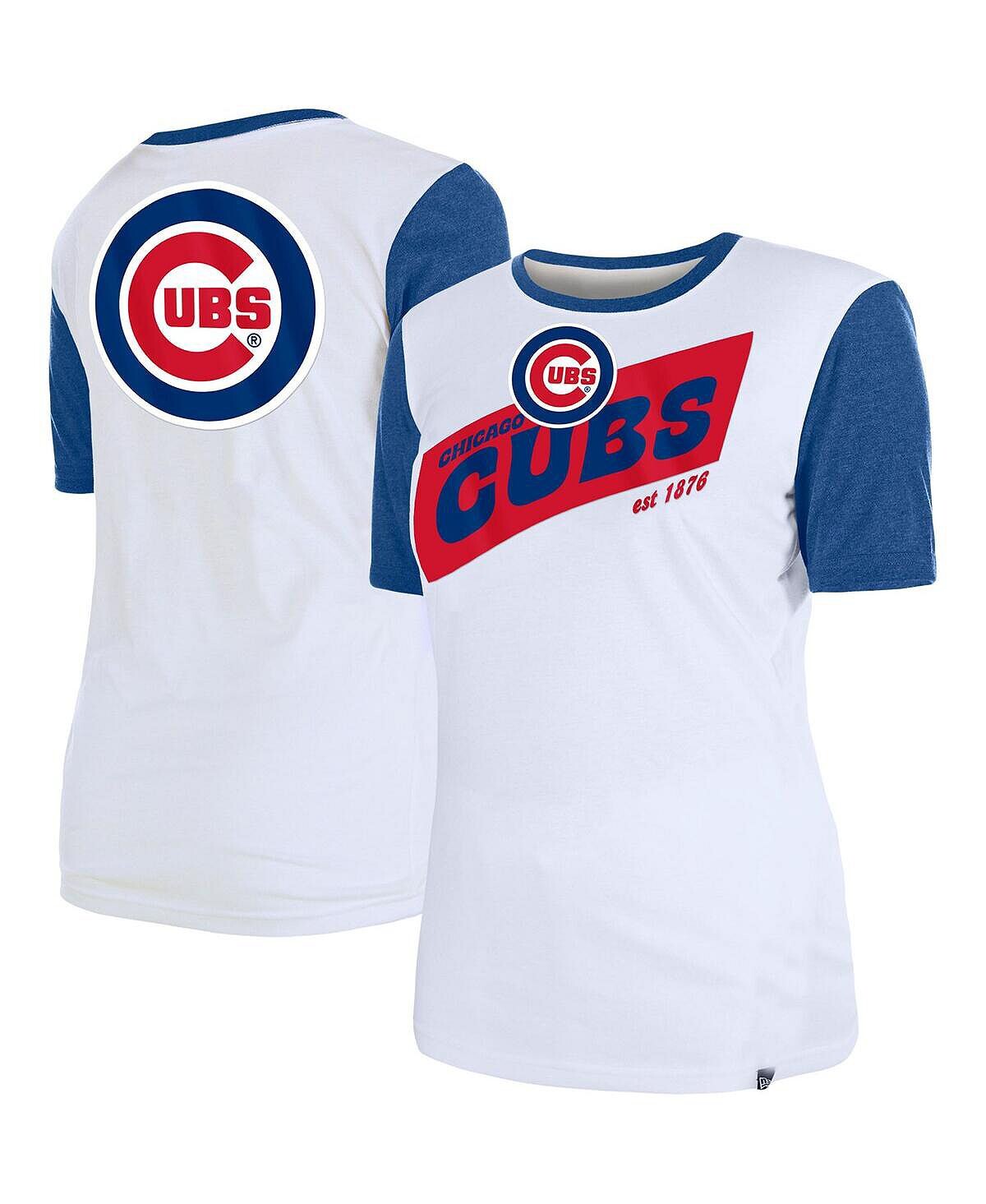 

Женская белая футболка с цветными блоками Chicago Cubs New Era, белый