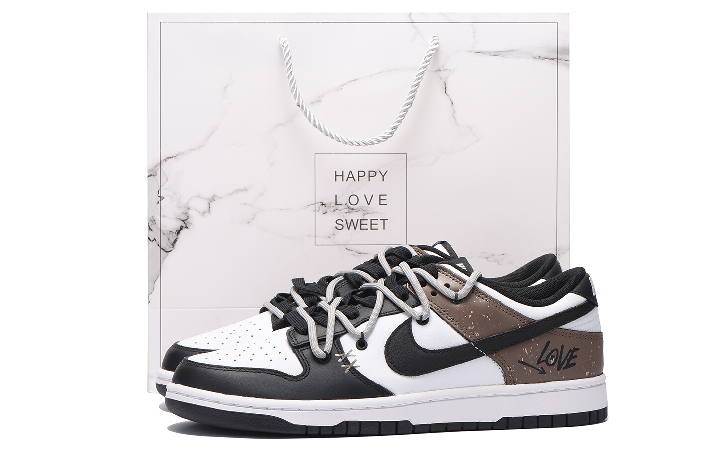 

Кроссовки Nike Dunk Skateboarding Shoes Men Low-top Black/Brown, коричневый