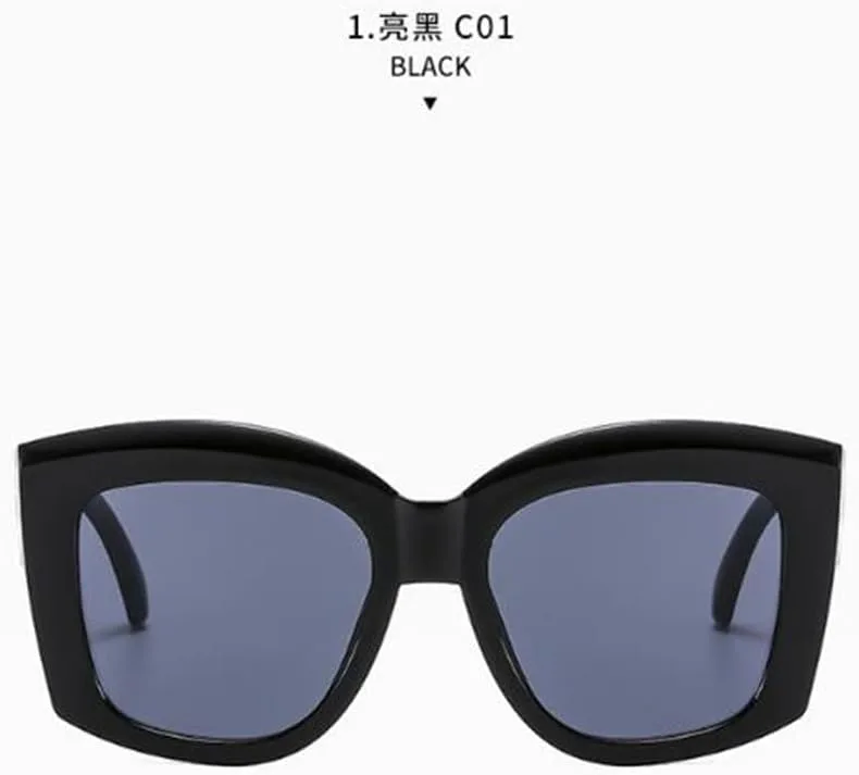 

Квадратные солнцезащитные очки для летнего отдыха на море, модные солнцезащитные очки с толстыми дужками, устойчивые к УФ-излучению sundry goods, Bright Black