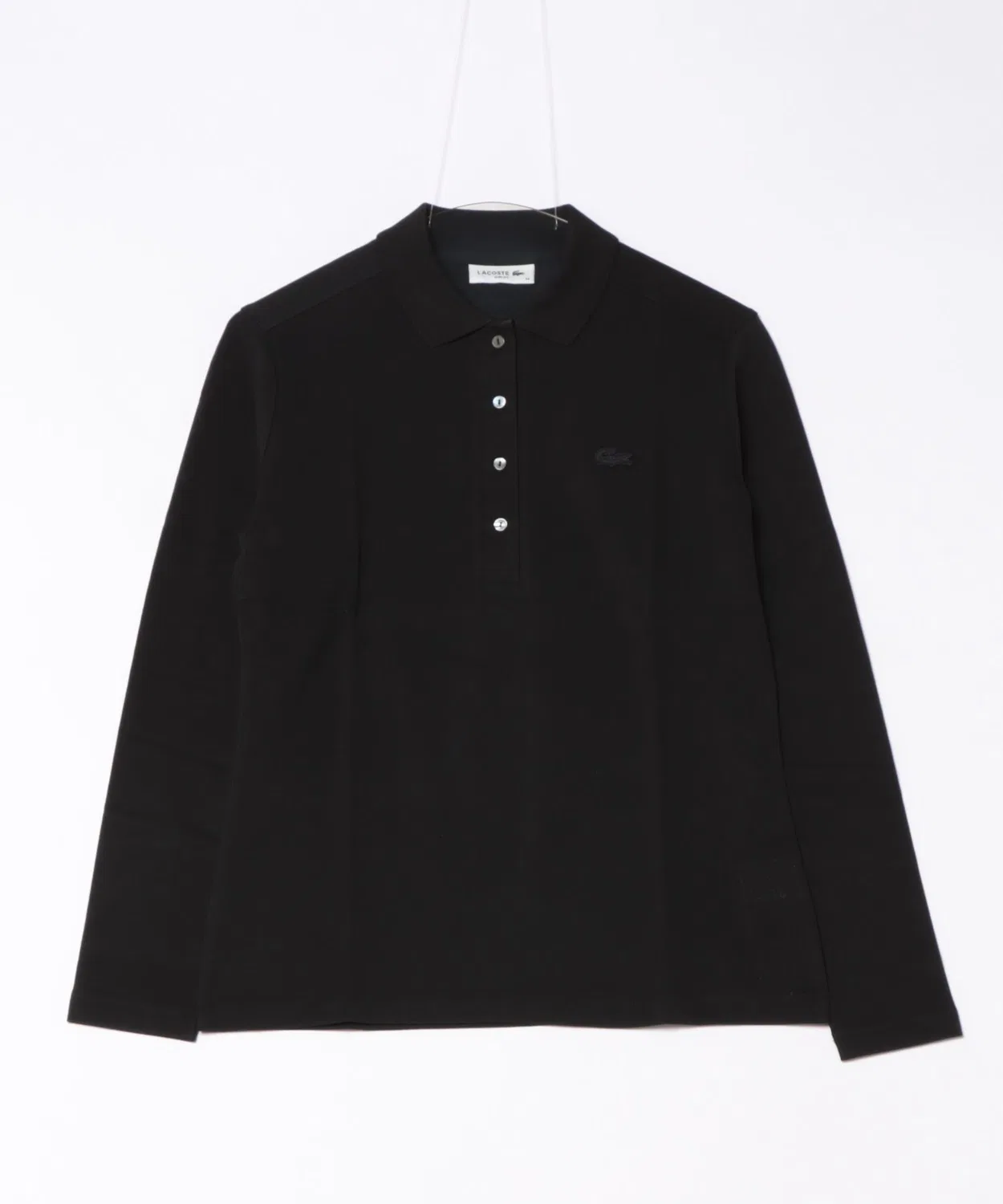 Поло Lacoste с длинным рукавом, базовое черное