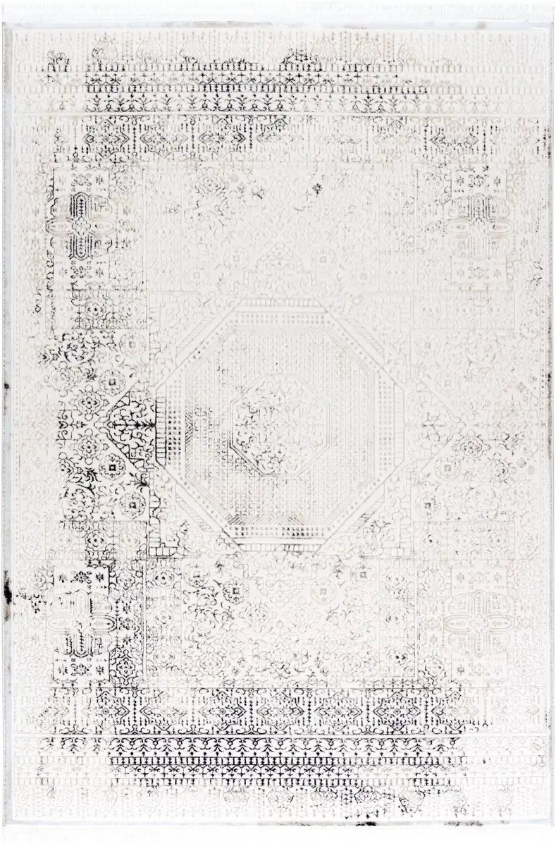 

Ковер Сехразат "Диамант 7840", прямоугольный, винтажный дизайн, короткий ворс, из мягкой блестящей пряжи, с бахромой Sehrazat 80х300 см, цвет creme