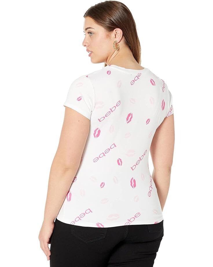 

Футболка Bebe All Over Lips Tee, цвет White/Pink Kiss All Over Print