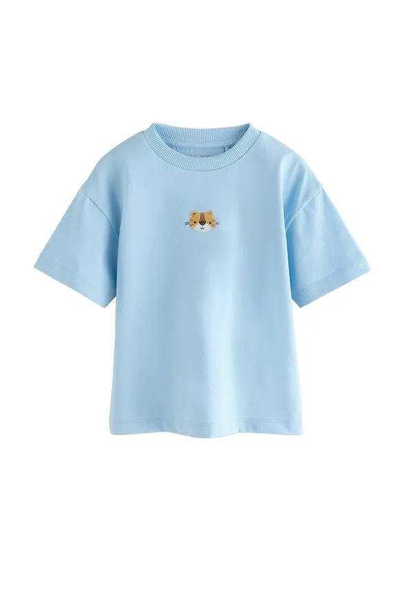 Футболка с коротким рукавом и небольшим графическим принтом Next, Light Blue Tiger