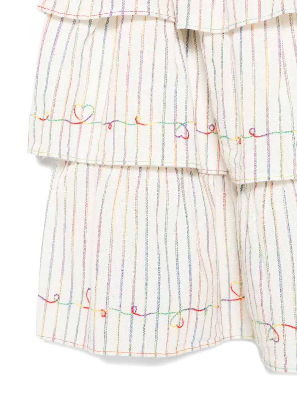 Платье Rhiannon в радужную полоску с многоуровневыми оборками ZIMMERMANN Kids, белый — фото 3