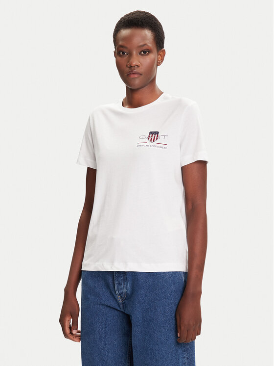 

Футболка regular fit Bisiklet Yaka 4200277 Gant, белый