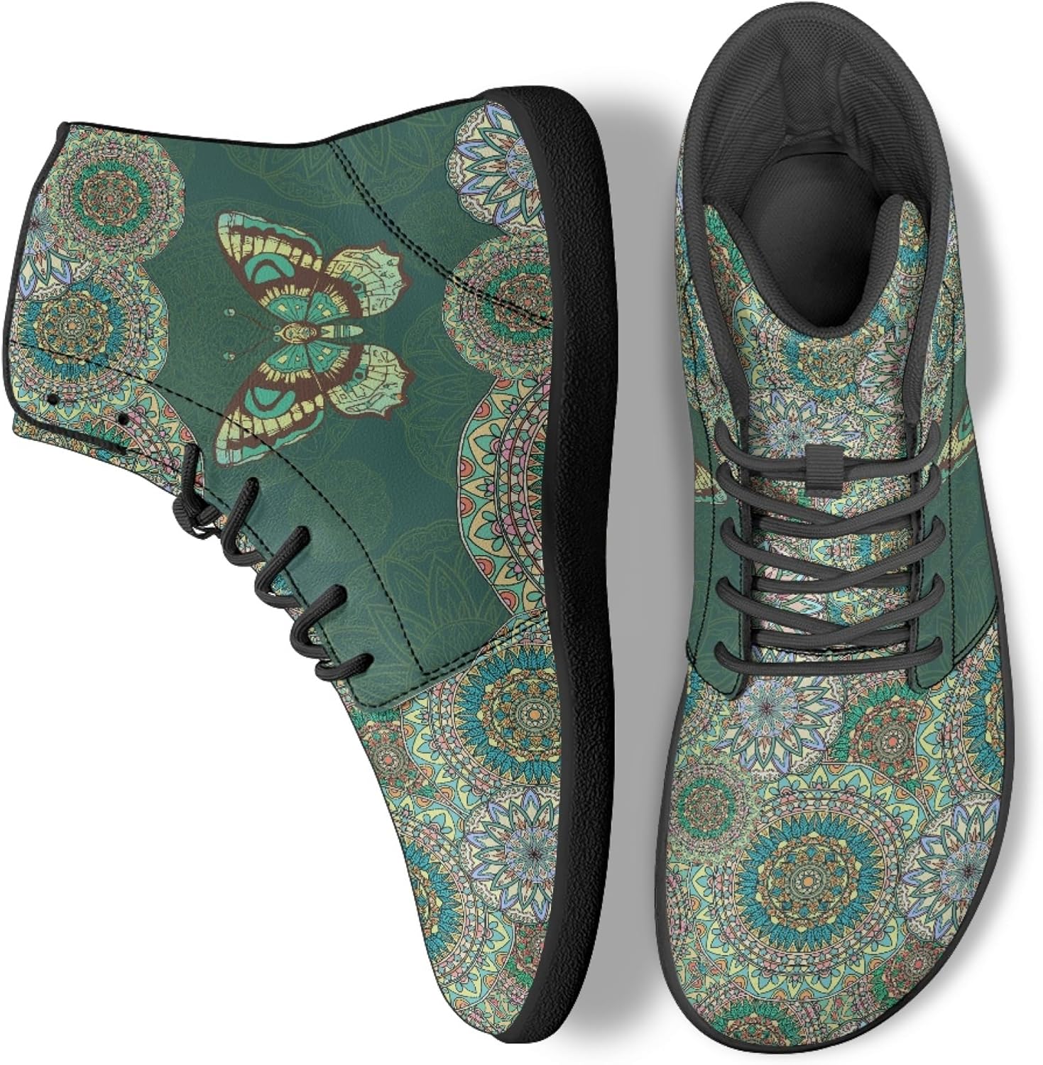 

Кроссовки унисекс Бохо с принтом мандалы, босоножки с высоким верхом из PU-кожи для улицы Arleeorkee, зеленый