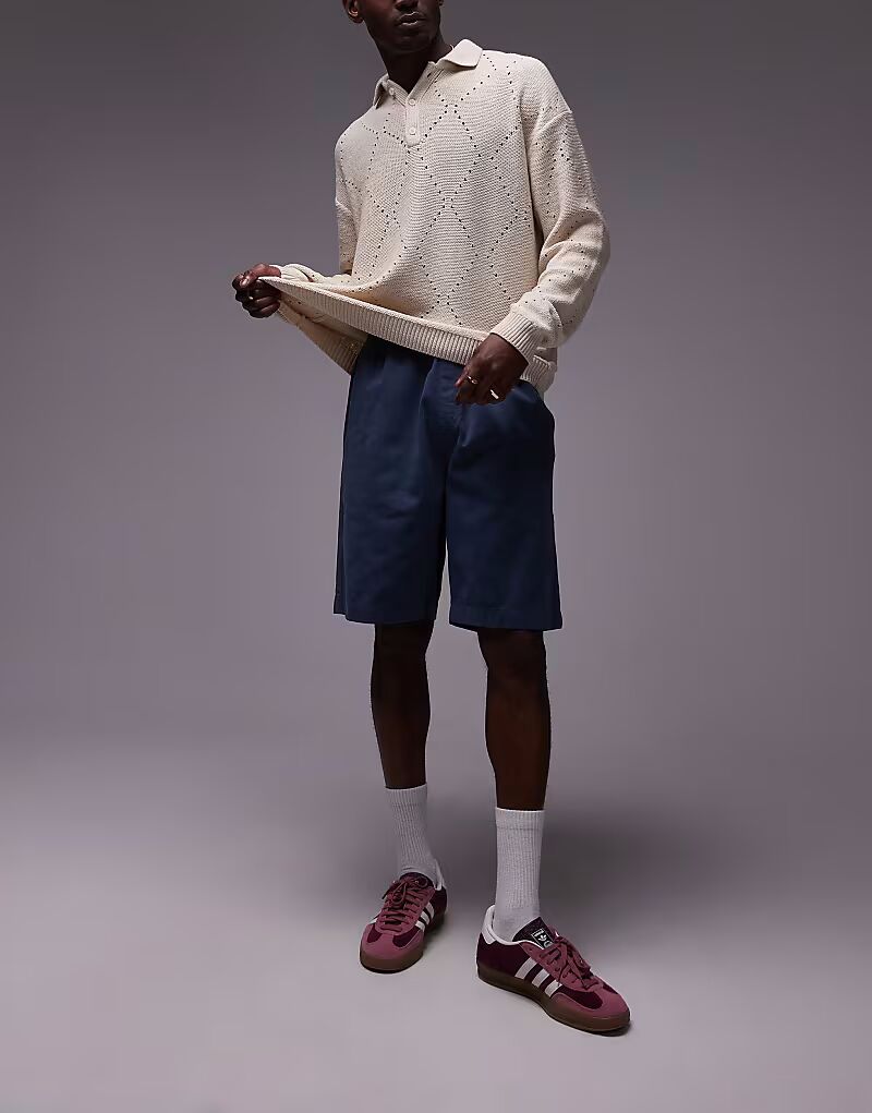 

Шорты-чиносы Topman из стираного хлопка синего цвета
