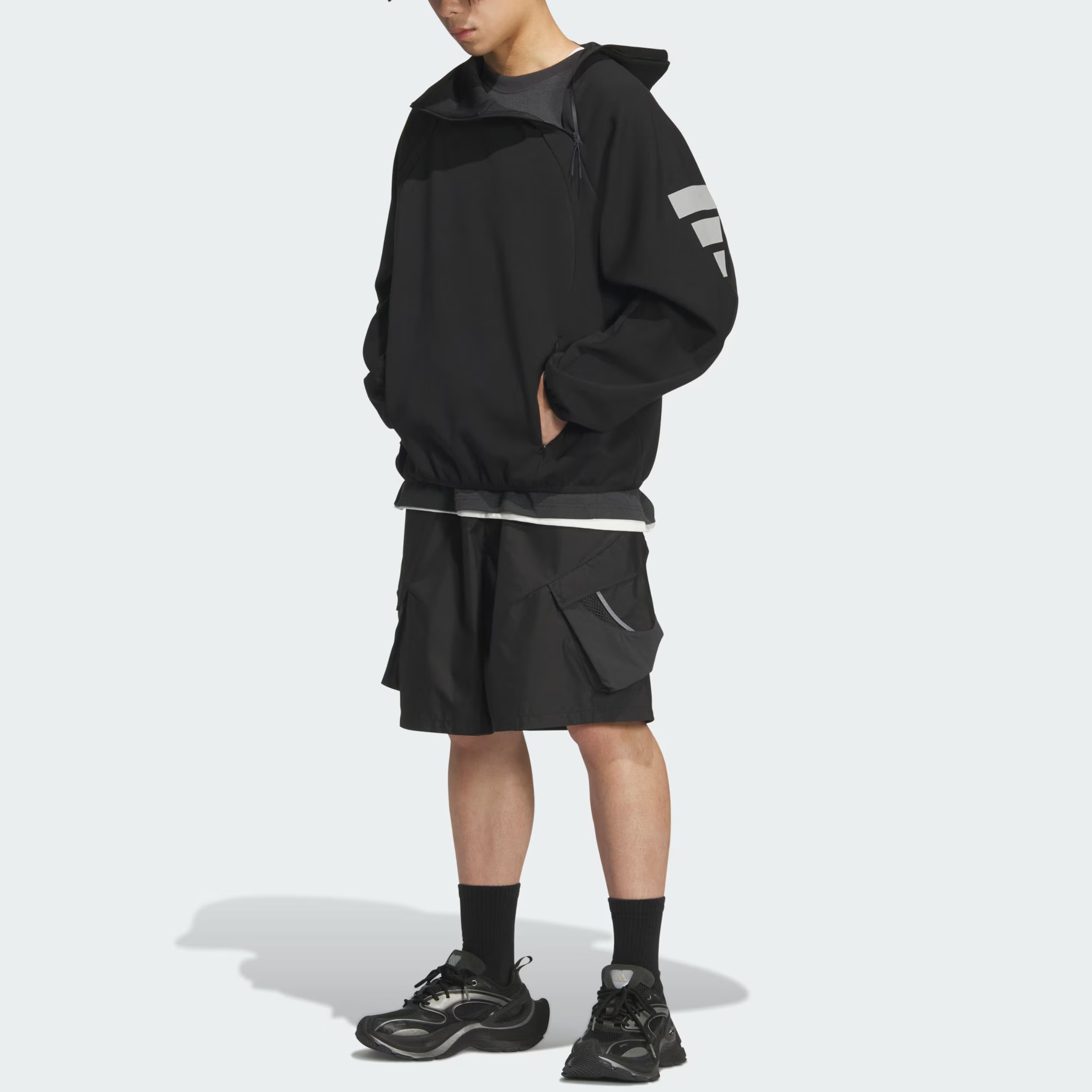 Толстовка FOS FUTURE STYLE с капюшоном мужская Adidas, черный — фото 4