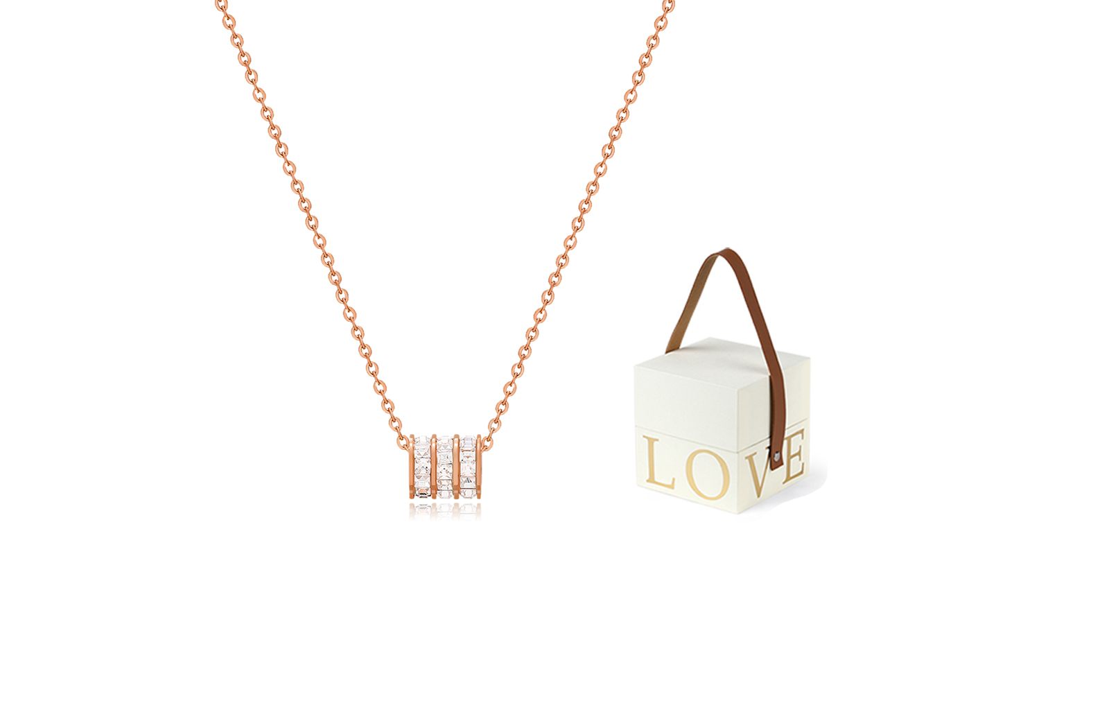 

Титановый стальной браслет для женщин MISS TOOYA, Small Round Pendant Necklace+Love Box