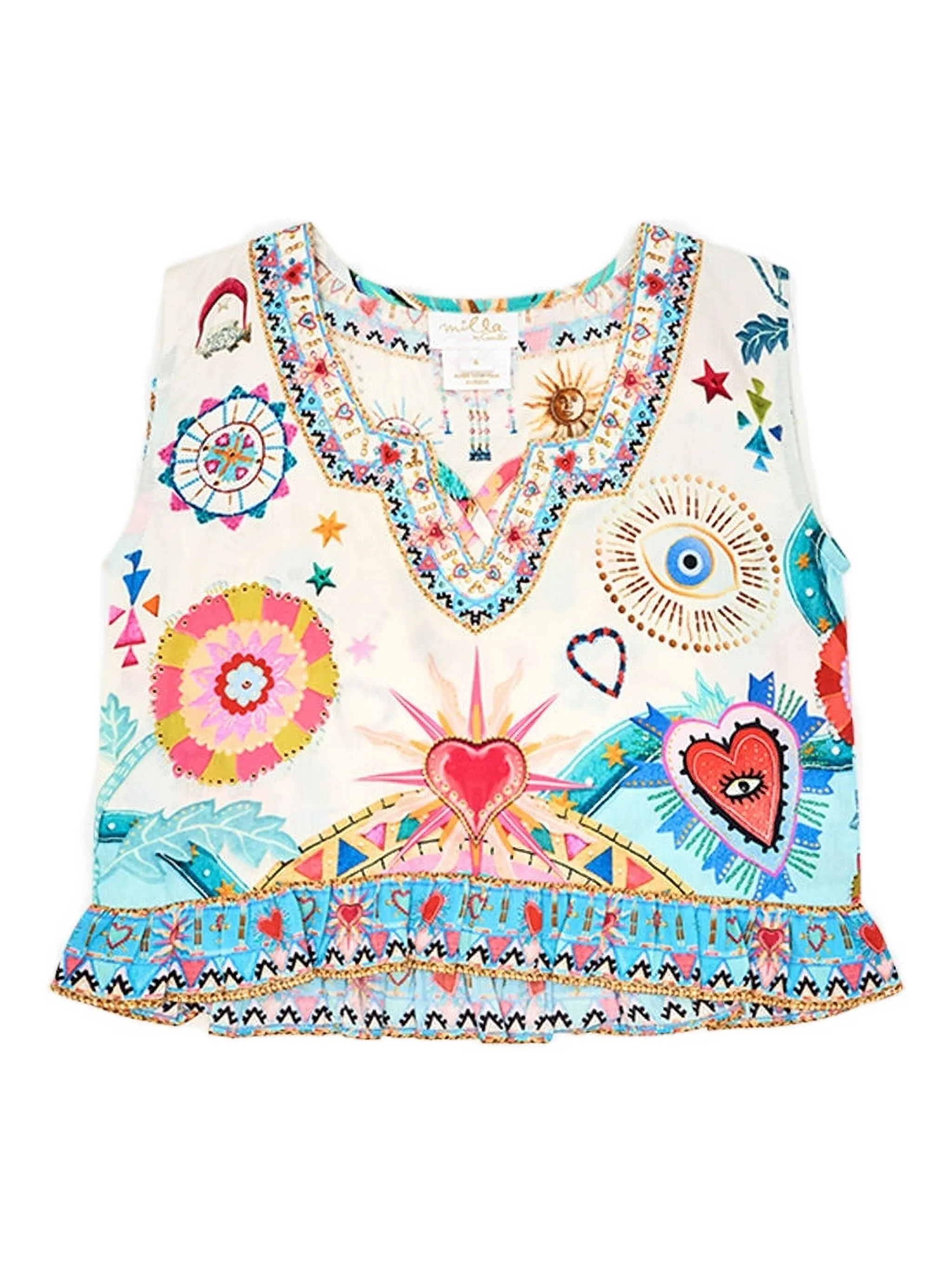 

Топ с оборками и принтом Camilla Kids, белый