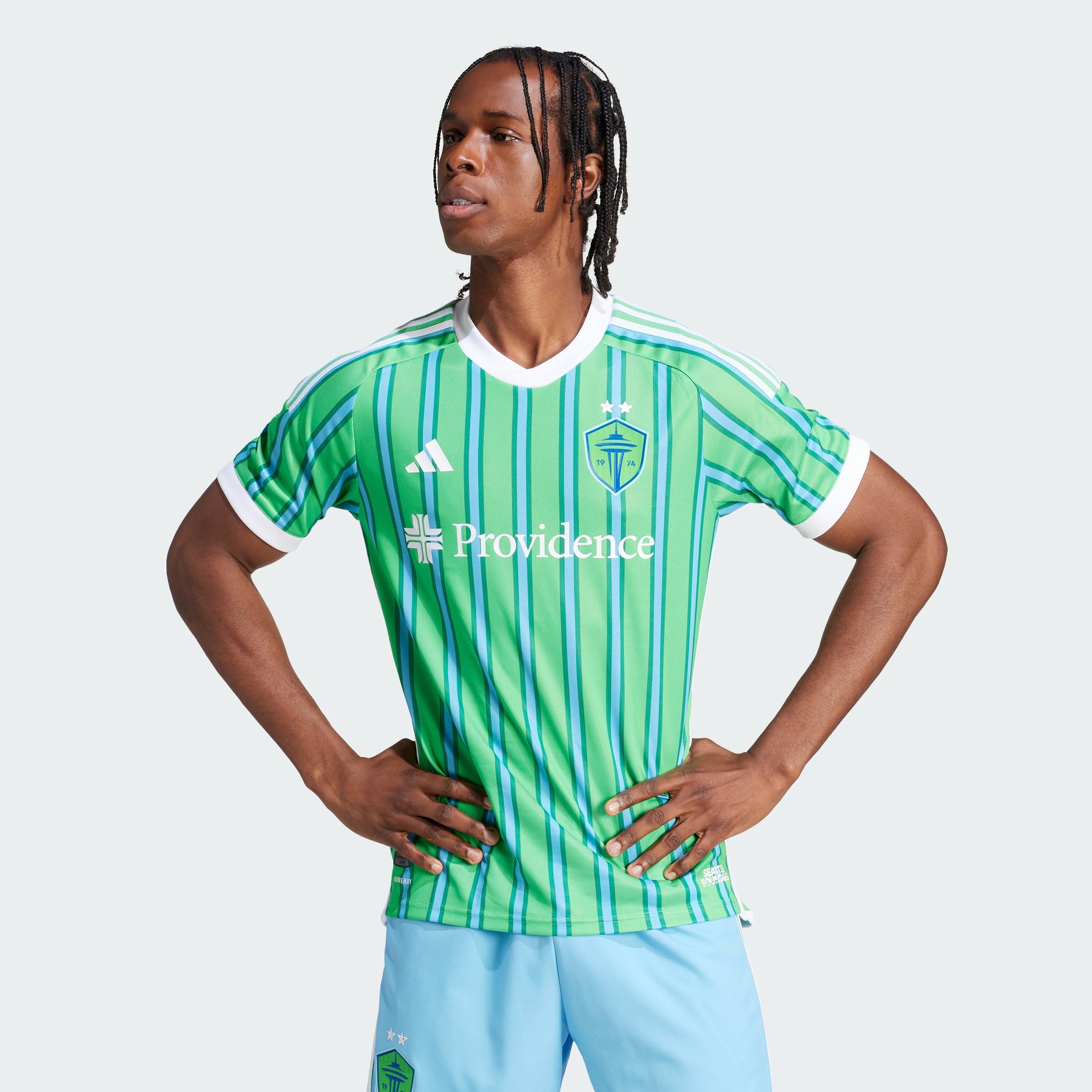 

Сиэтл Саундерс ФК 24/25 домашняя аутентичная майка Adidas, semi solar lime/semi blue burst