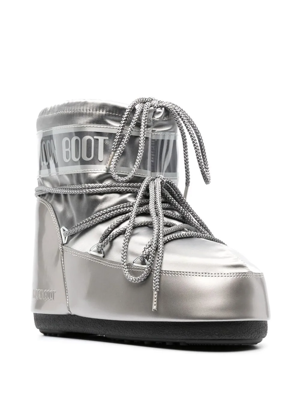 Сапоги женские Moon Boot Icon короткие на шнуровке, серебряный — фото 2