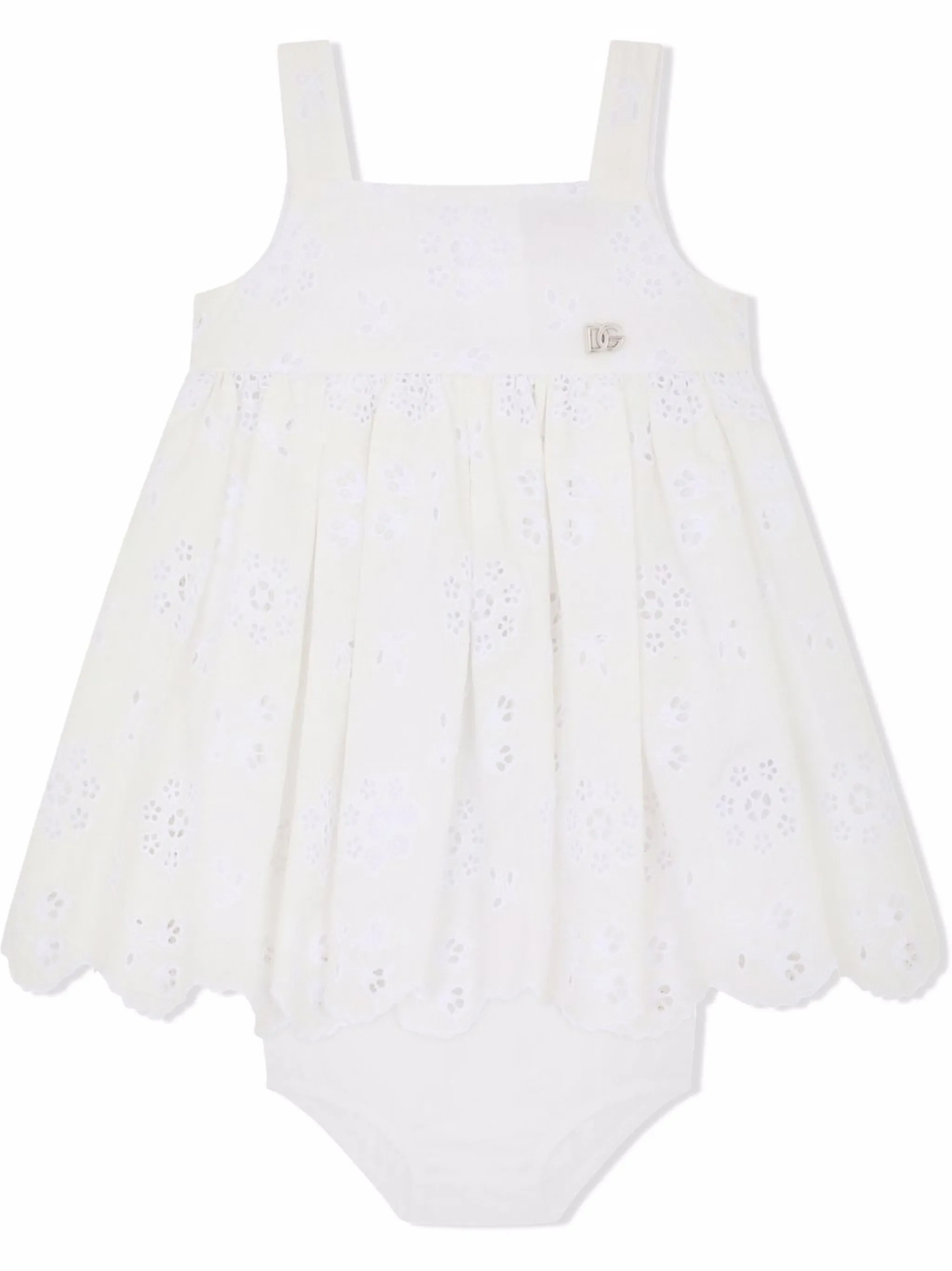 

Комплект из платья и блумеров с английской вышивкой Dolce & Gabbana Kids, белый