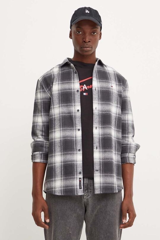 

Хлопковая рубашка Tommy Jeans, серый
