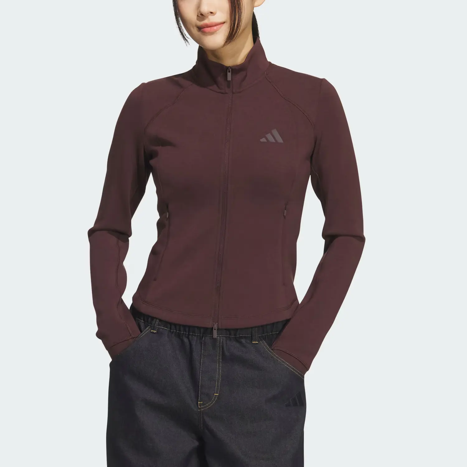 Adidas Мягкая элегантная облегающая куртка женская, Dark Brown — фото 3