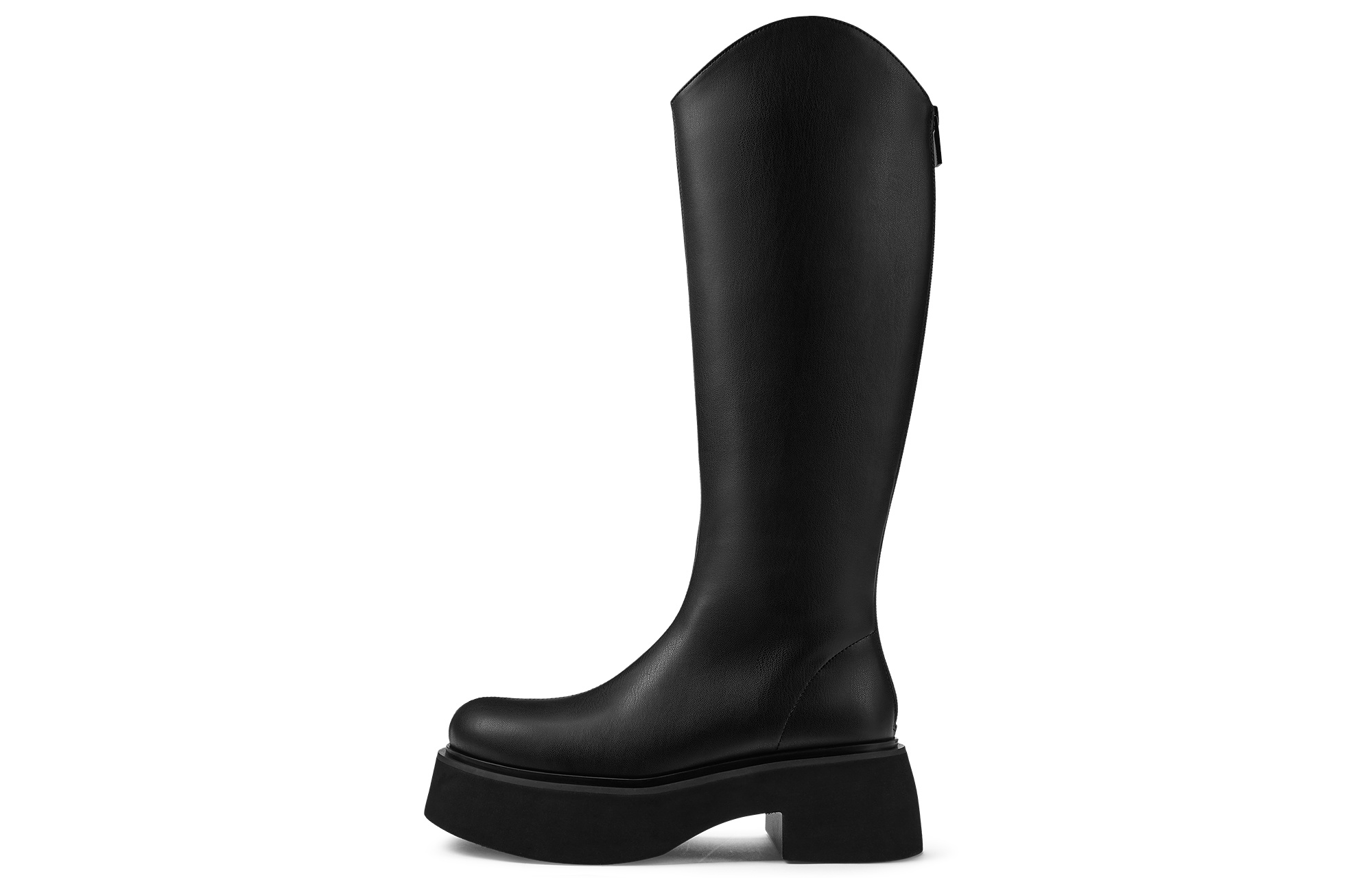 CHARLES&KEITH Чёрные женские ботинки Small CK до колена на каблуке 6,5 см, цвет Black