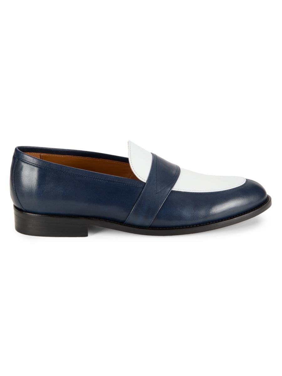 

Двухцветные кожаные пенни-лоферы Nettleton, цвет Navy White