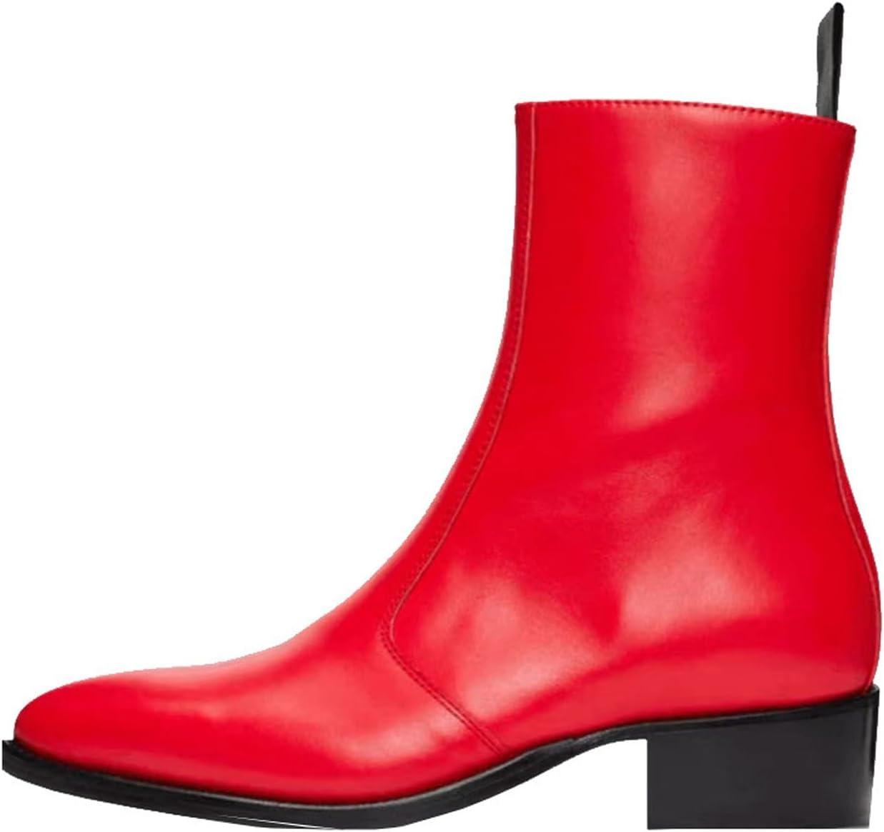 

Мужские классические ботильоны-челси Santimon - из натуральной кожи, с боковой молнией, низким блочным каблуком и мягкой стелькой, идеально подходят для вечеринок, банкетов, свадеб и вечерних выходов, красный