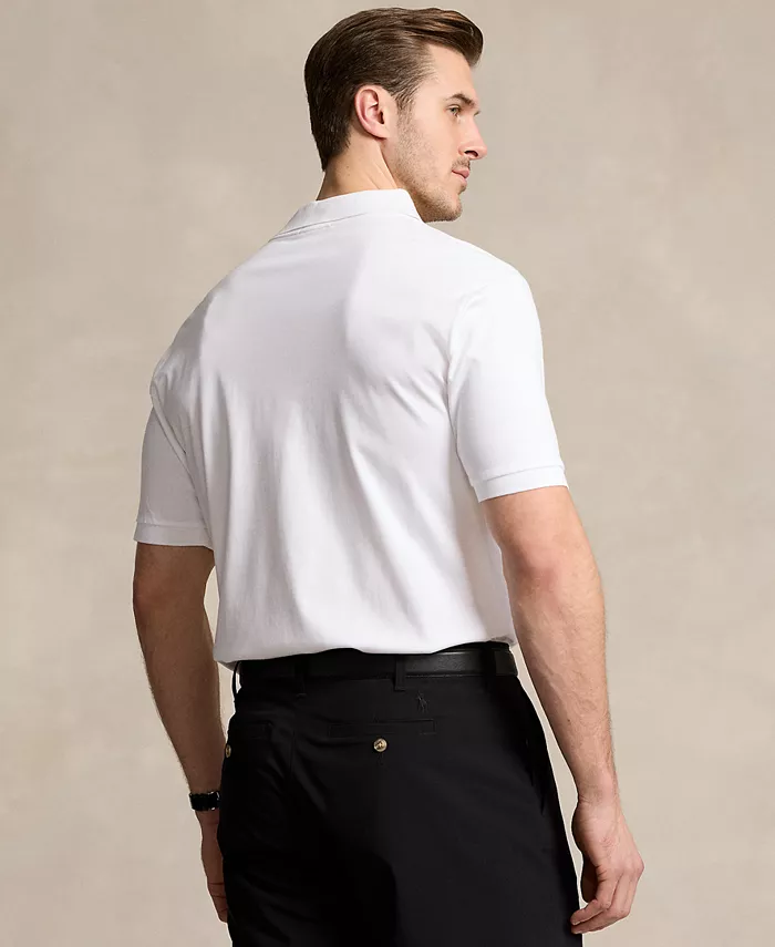 Мужская хлопковая поло Big & Tall Classic Fit Polo Ralph Lauren, белый — фото 2