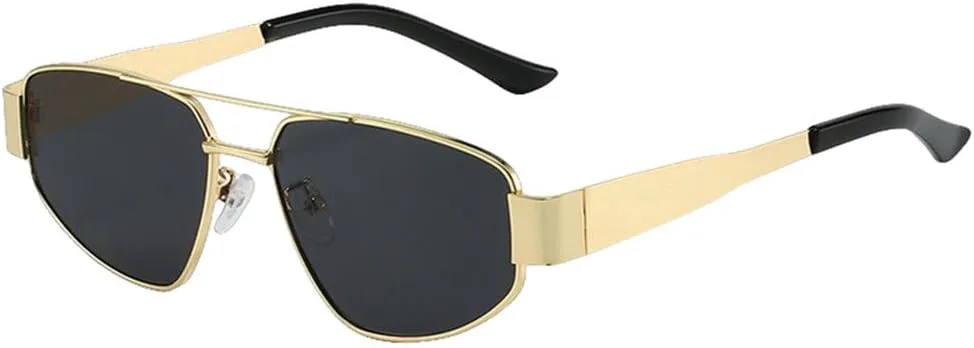 

Роскошные солнцезащитные очки «кошачий глаз» для женщин, модные, с двойной перемычкой, стильные, многоугольные, с защитой от УФ-излучения UV400 LVTFCO, Gold Gray