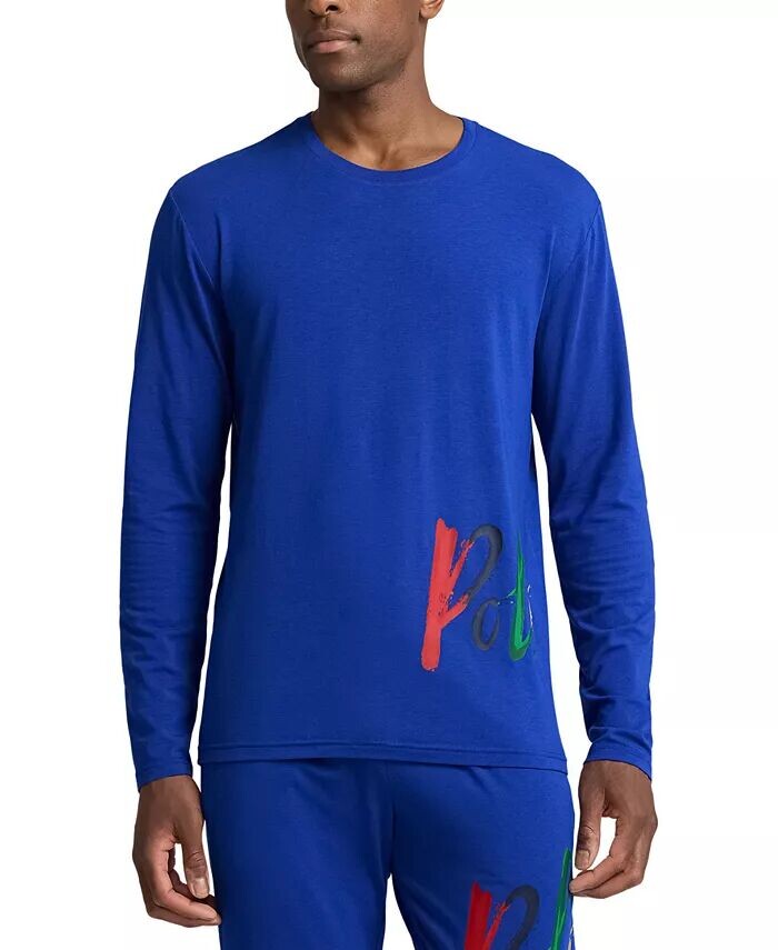 

Мужская пижамная рубашка с длинными рукавами и круглым вырезом Polo Ralph Lauren, синий