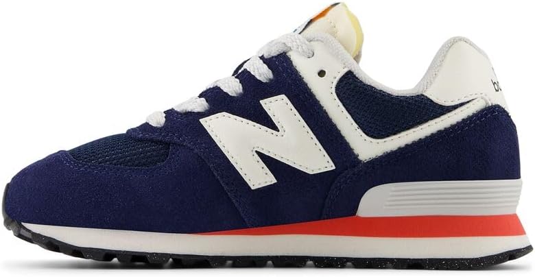 Кроссовки New Balance Kids' 574 V1 на шнуровке, красный/синий/темно-синий — фото 2